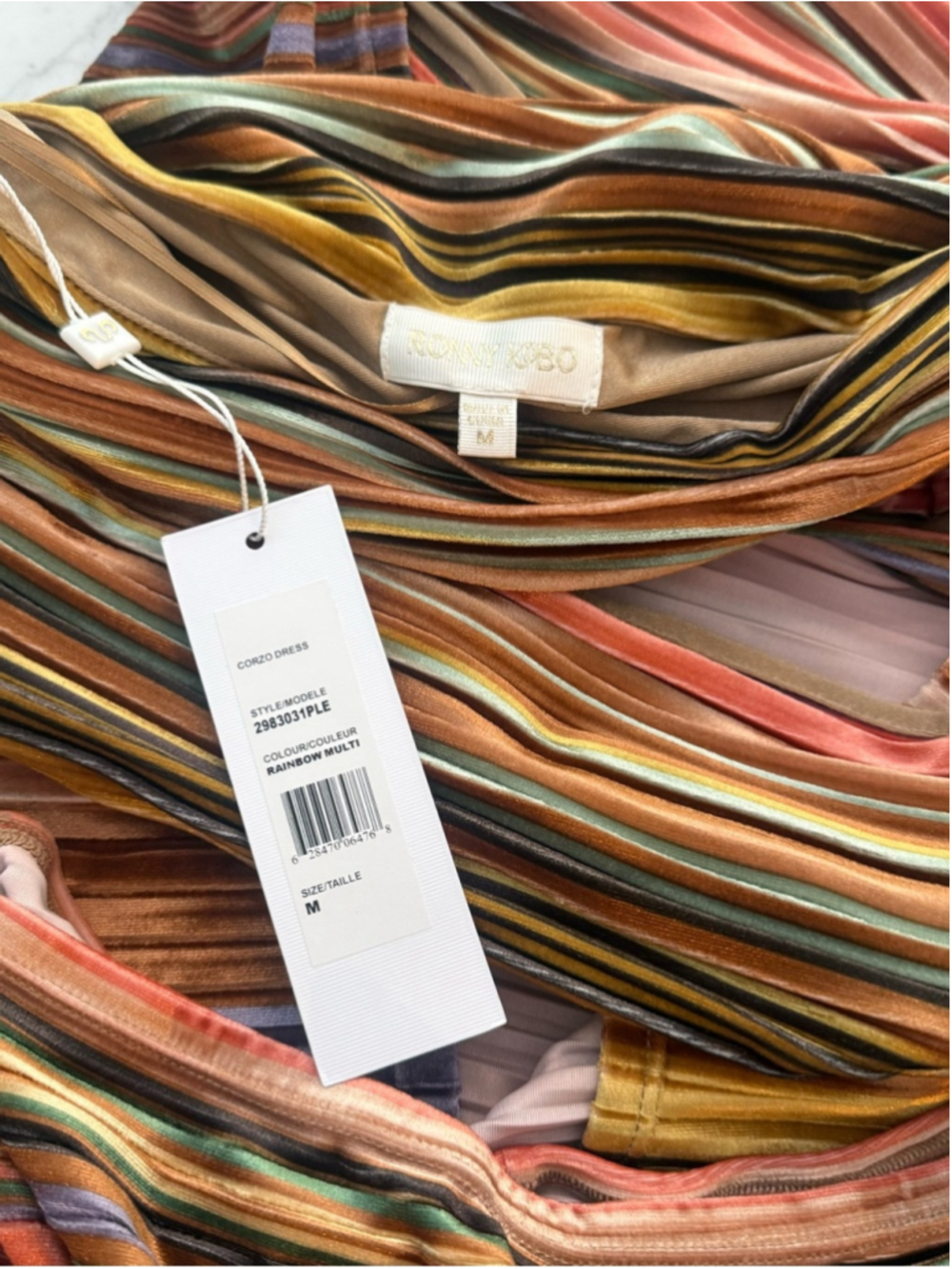 Ronnie Kobo Corzo Rainbow Stripe Velvet Cutout Maxi Dress Medium M NWT - Picture 3 of 7